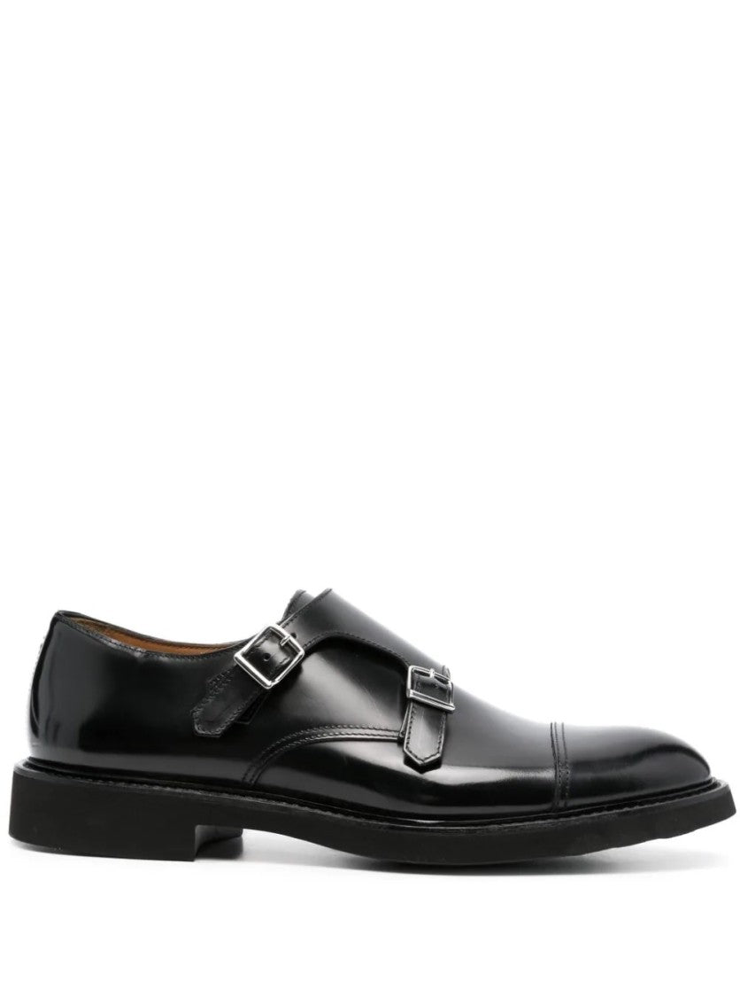 Doucal's Black Double Buckle Loafers