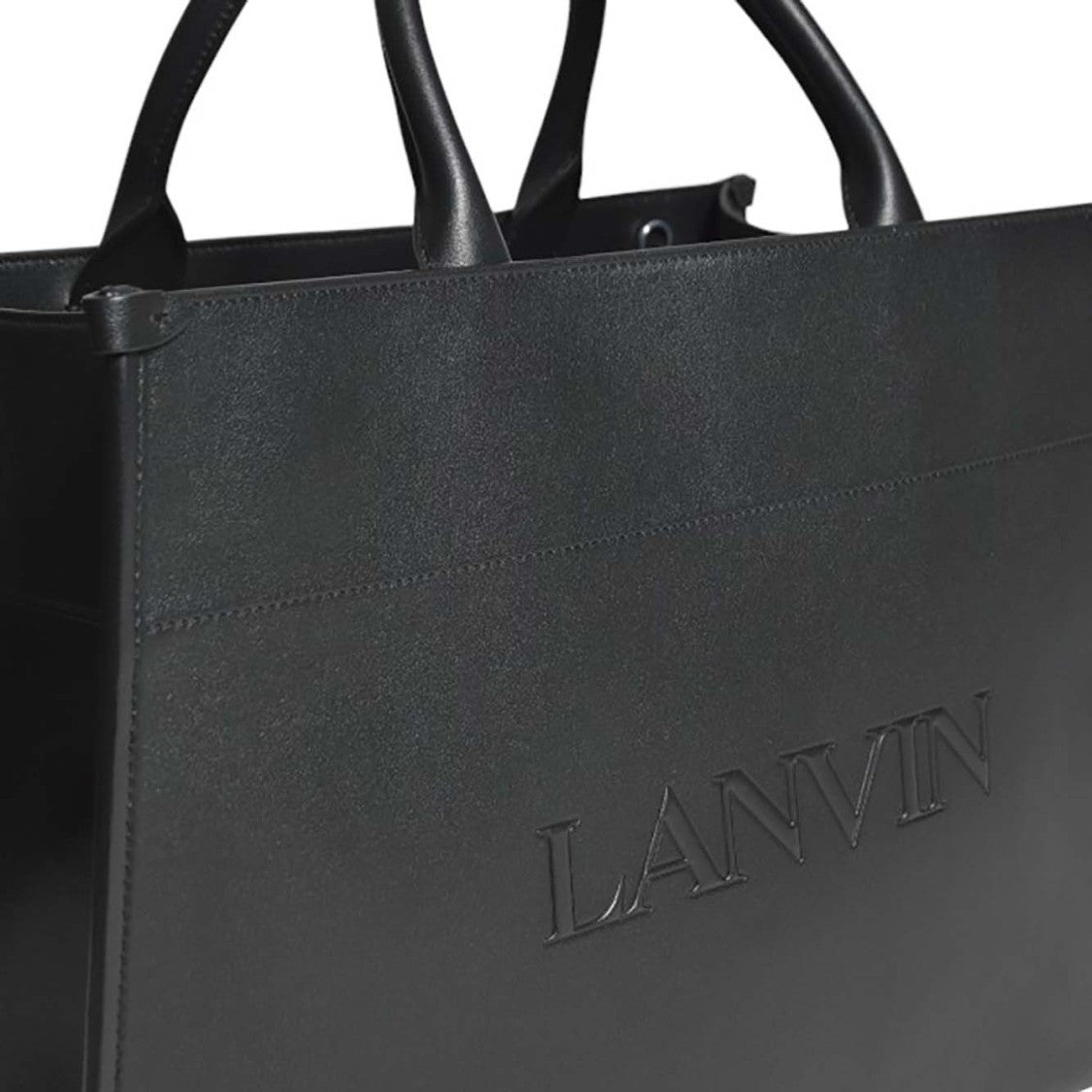 Lanvin Large Tote Bag In Black Brushed Leather