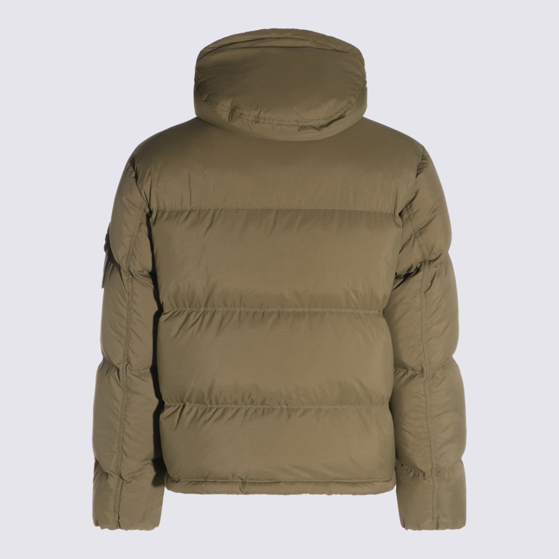 Stone Island Padded Brown Jacket With Quilted Design And High Collar
