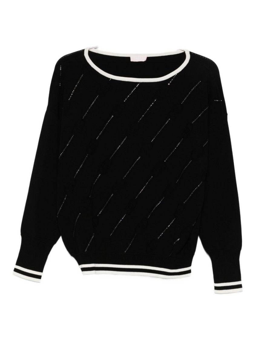 Liu Jo Diagonal Perforated Knit Sweater