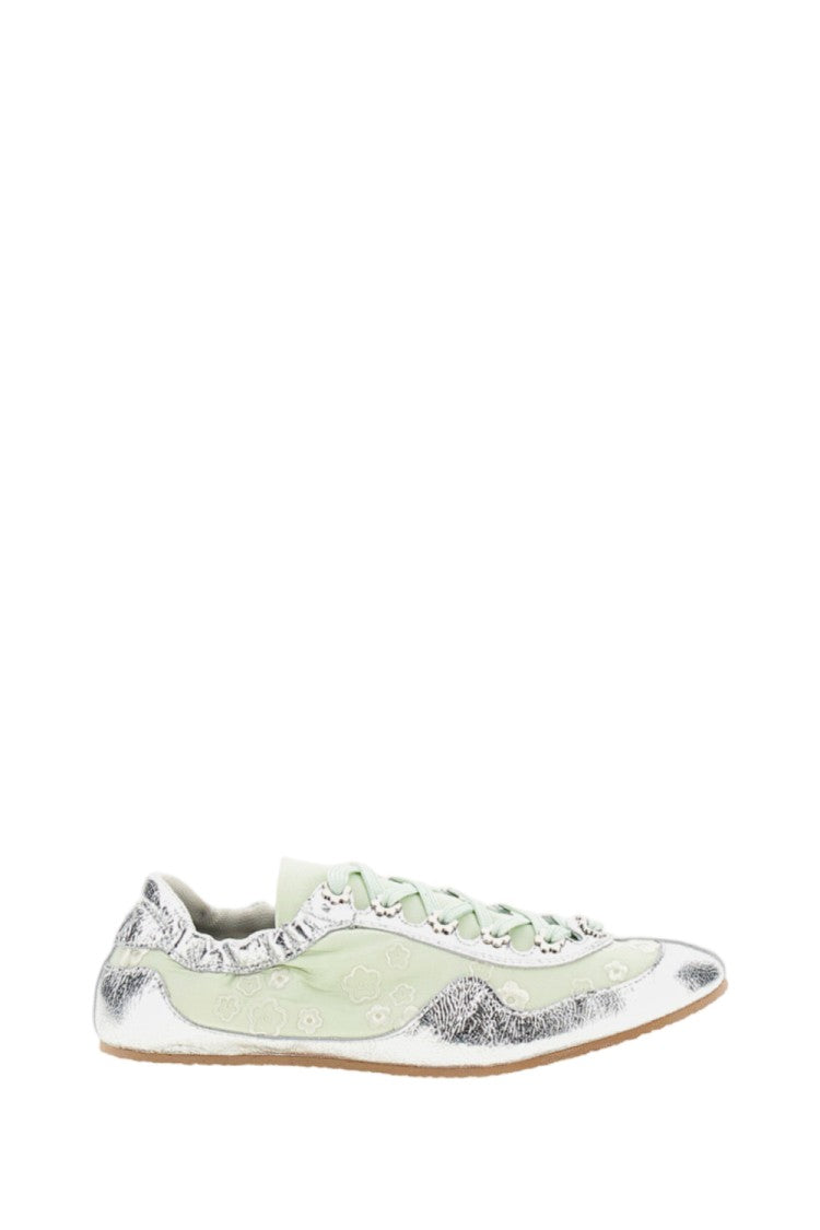 Cecilie Bahnsen Silver Mint Cbblaise Leather Nylon Sneakers