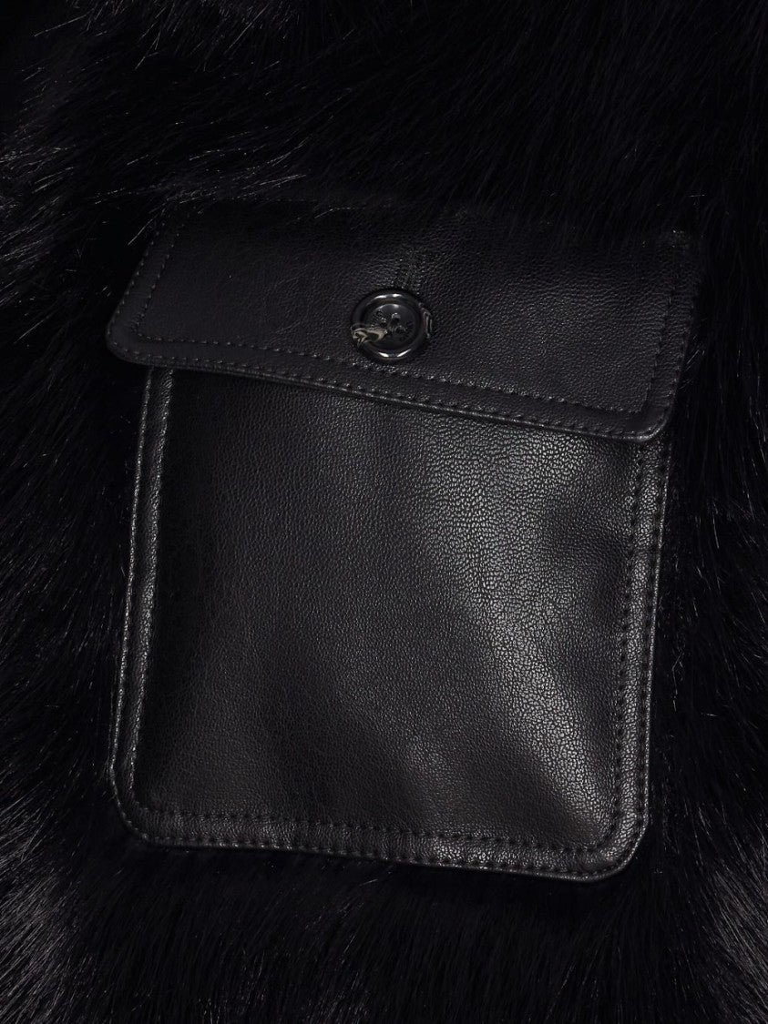 Liu Jo Cropped Button-Up Jacket With Plush Faux Fur