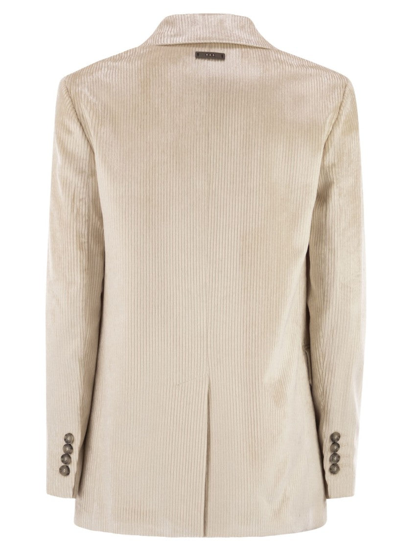 Peserico Velvet Blazer With Thousand Stripes