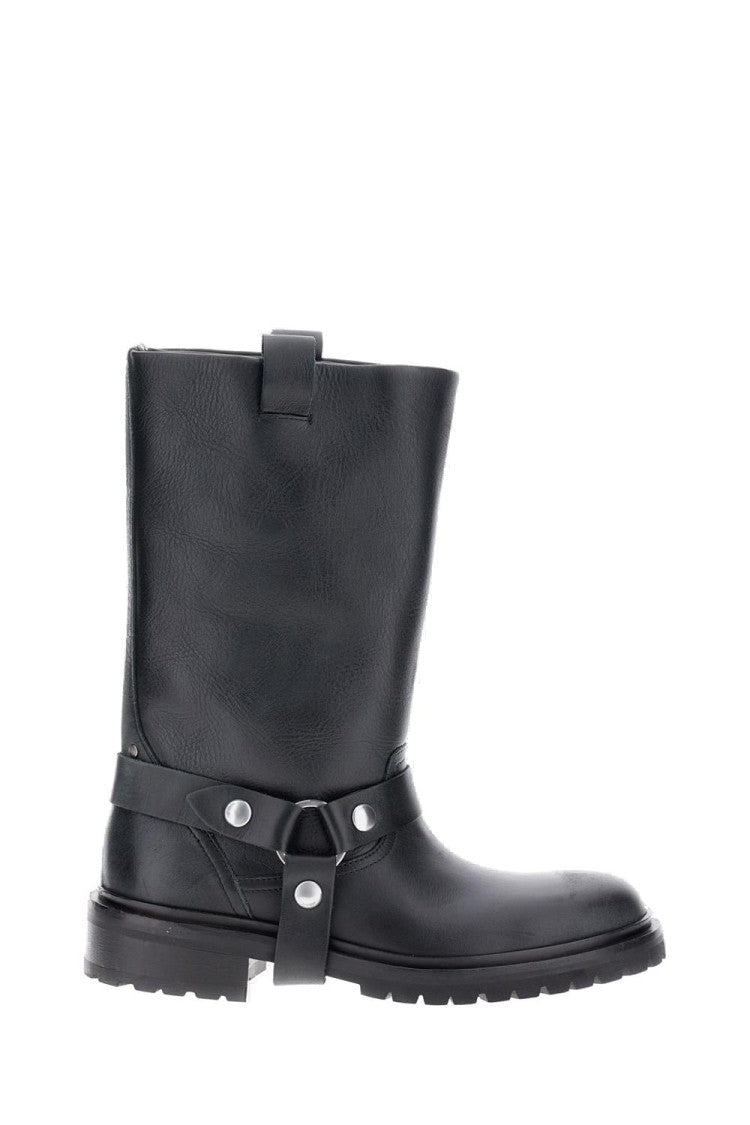 Golden Goose Distressed Black Leather Kurt Boots With Silver Accents