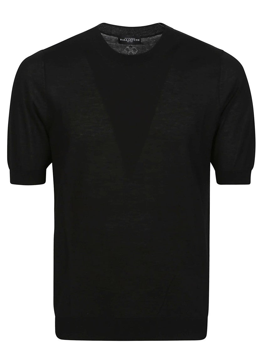 Ballantyne Short Sleeve Black Cotton Top