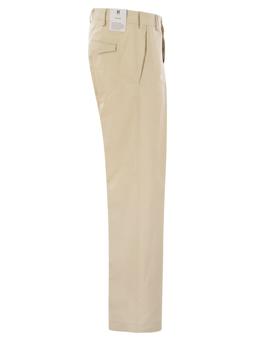 Pt Torino Michael - Straight-Leg Cotton Linen Trousers