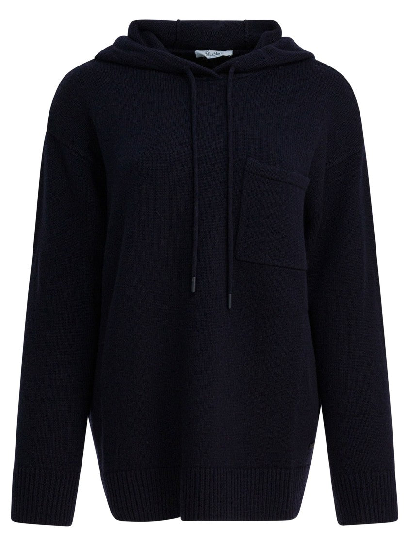 Max Mara Cashmere-Blend Hooded Sweater With Functional Chest Pocket