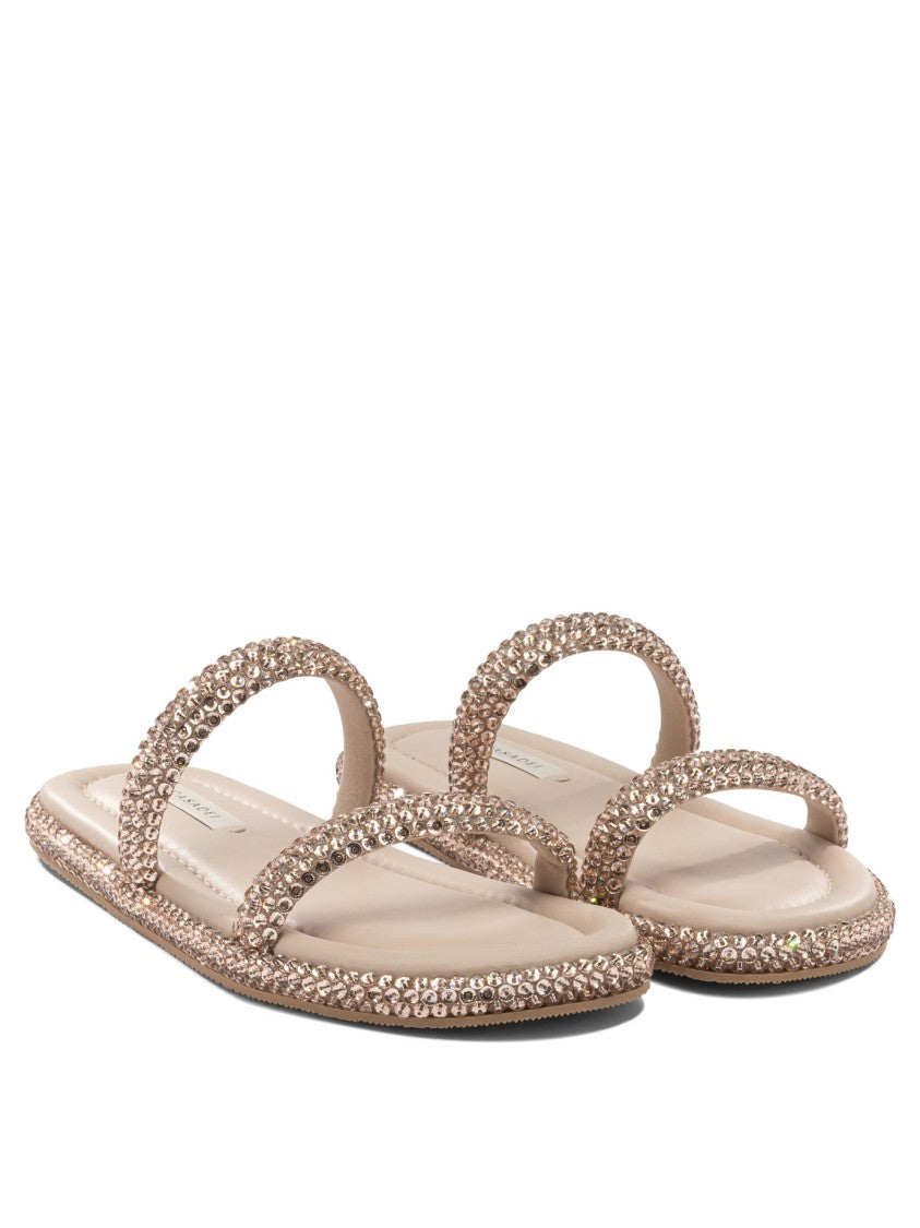 Casadei Embellished Flat Sandals With Cushioned Footbed