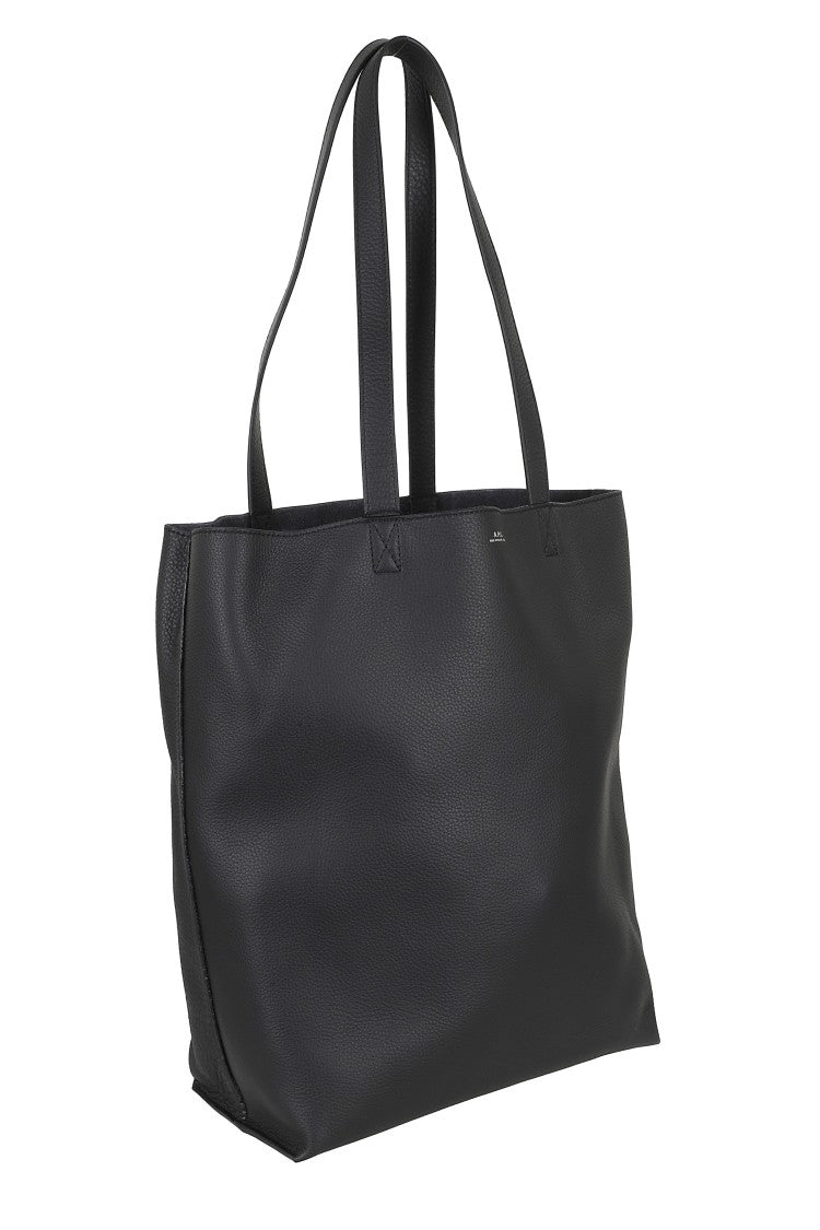 A.P.C. Black Cabas Maiko Removable-Strap Cowhide Leather Tote Bag