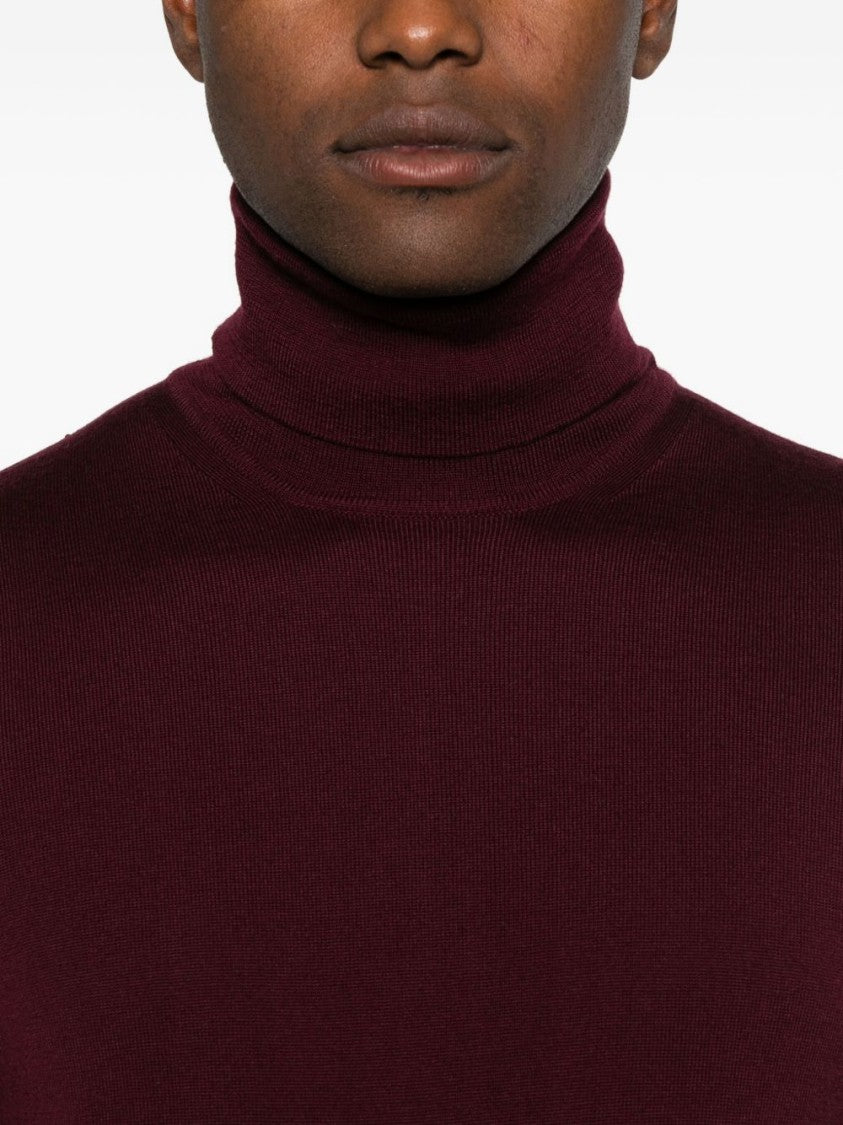 Alpha Studio Vibrant Red Merino Wool Turtleneck Sweater
