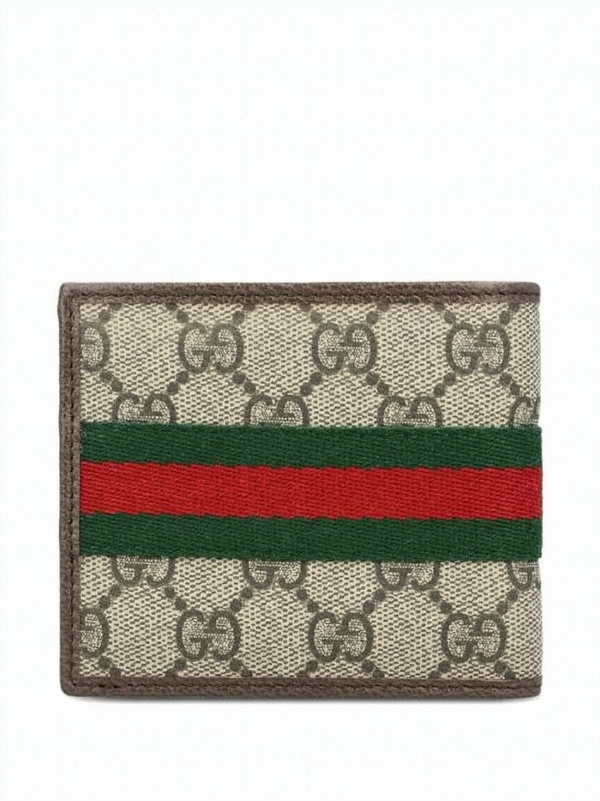Gucci Compact Bifold Wallet With Signature Monogram And Gold-Tone Details