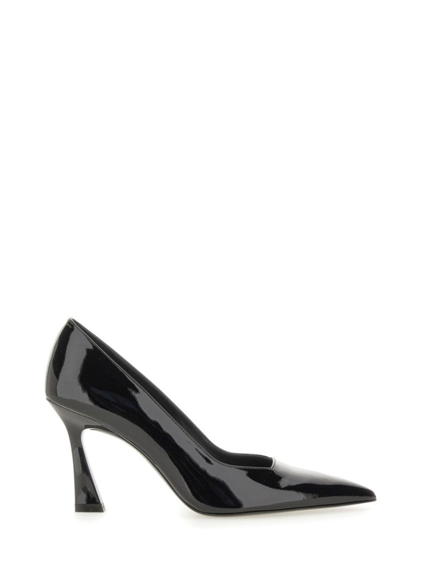 Stuart Weitzman Black Patent Leather Pumps With Flared 8.5 Cm Heel