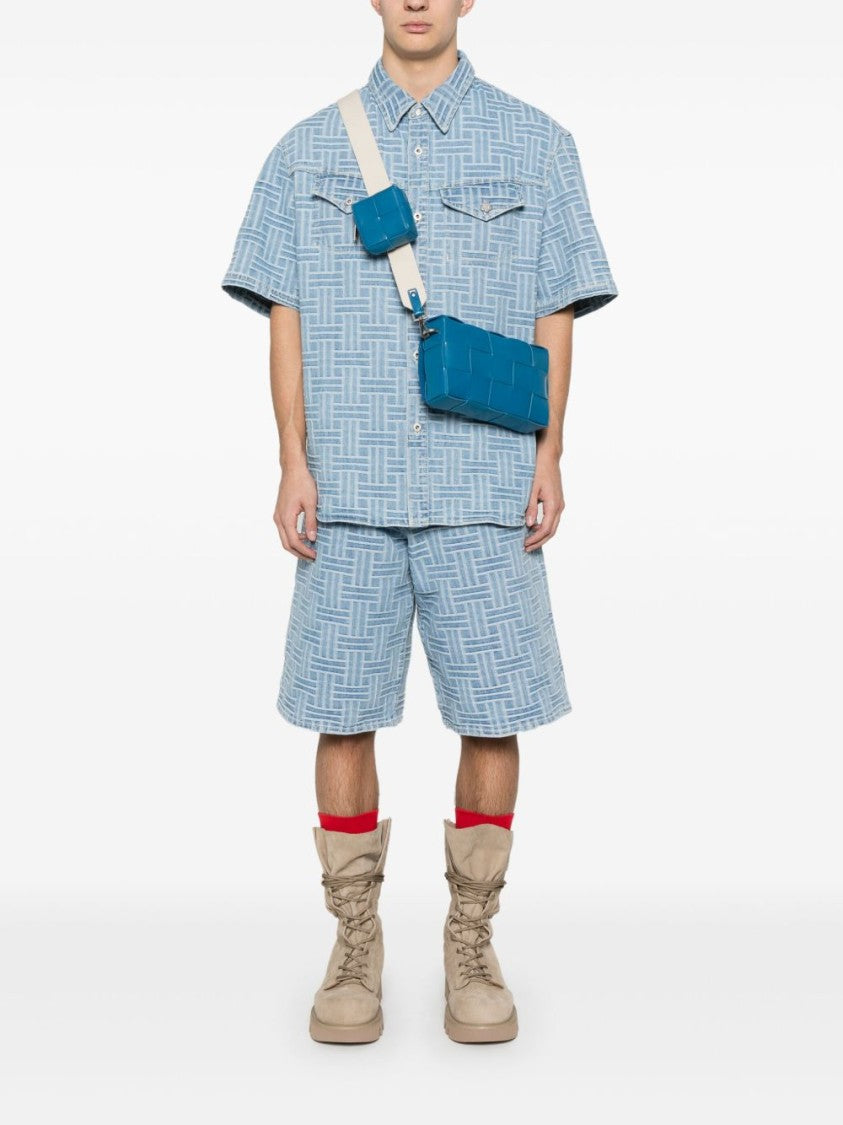 Kenzo Light Blue Geometric Patterned Shirt