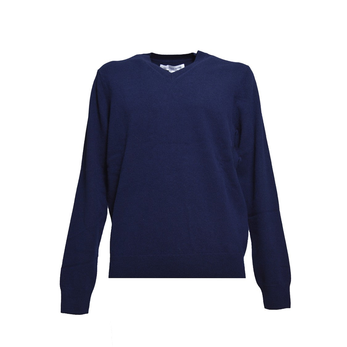 Comme Des Garçons Navy Blue Pure Wool V-Neck Sweater