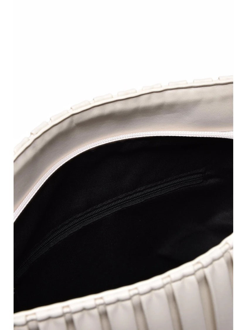 Cult White Patti Pleated Polyurethane Tote Bag