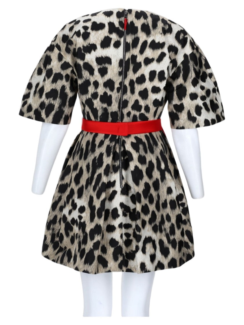 Givenchy Leopard Print Mini Dress With Red Belt Accent