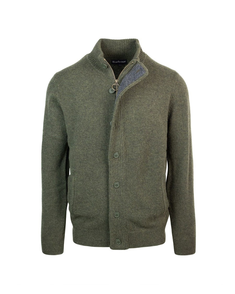 Barbour Green Essential Zip-Up Sweater