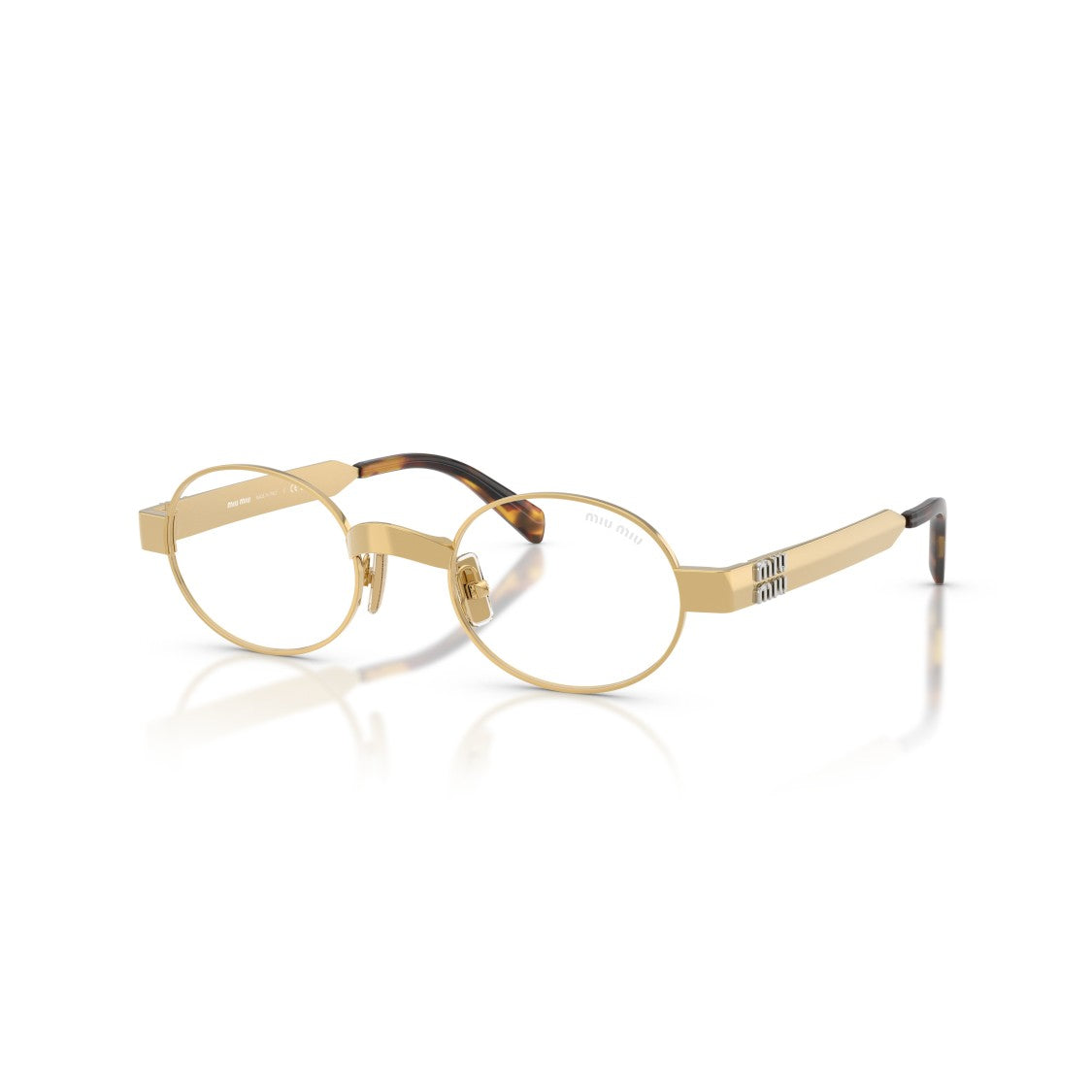 Miu Miu Oval Metal Sunglasses With Tortoiseshell Tips