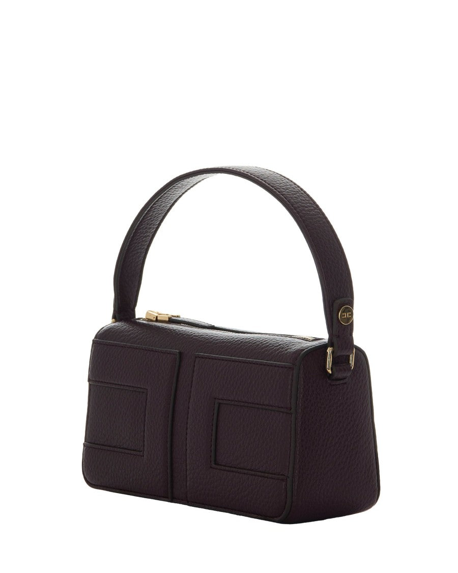 Elisabetta Franchi Small Tote Bag With Embossed Logo In Bordeaux