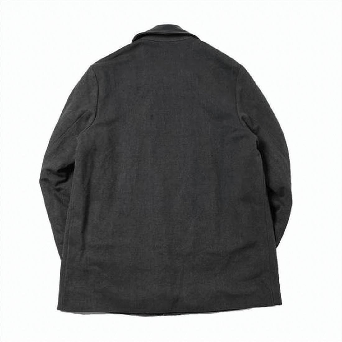 Kaptain Sunshine Charcoal Jacket With Distinctive Leather Collar