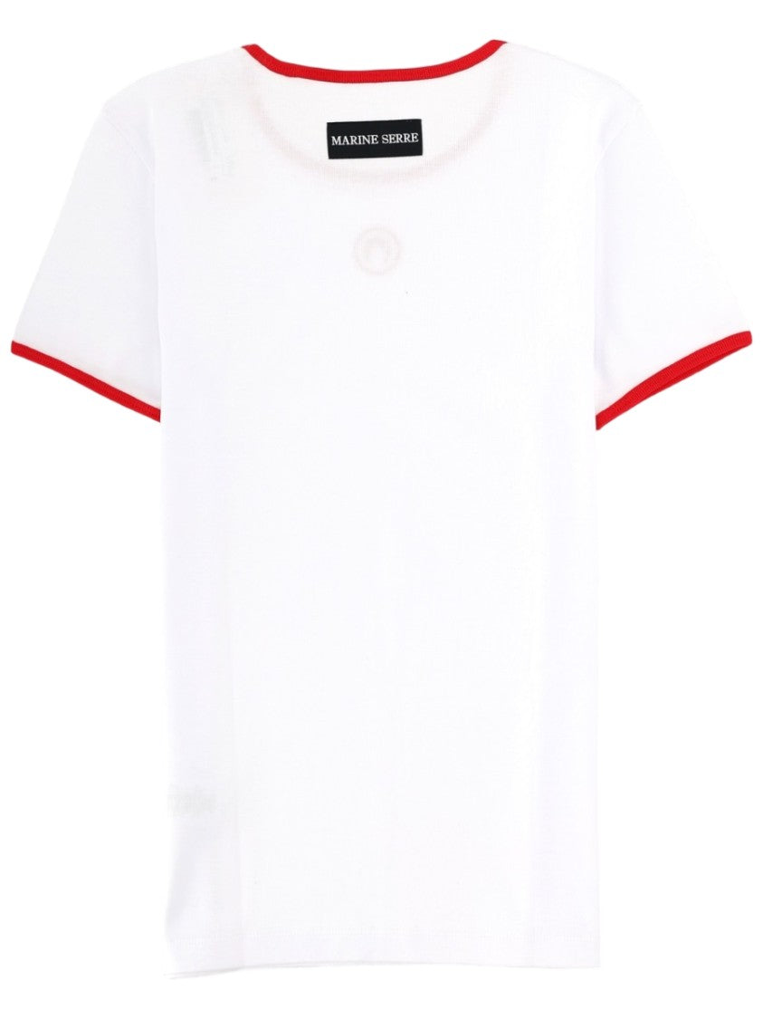 Marine Serre White Red Trim Emblem T-Shirt