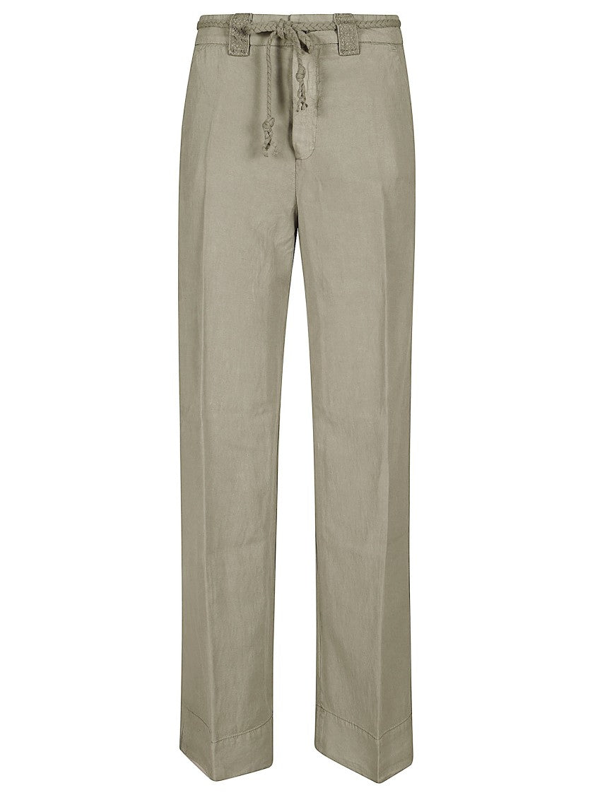 Mason's Straight Fit Twill Trousers With Woven Belt And Classic Design