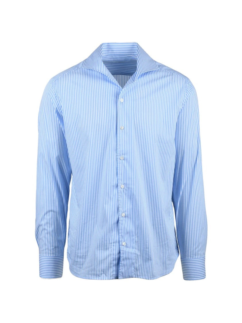 Sonrisa White Sky Blue Cotton Polyamide Elastane Shirt