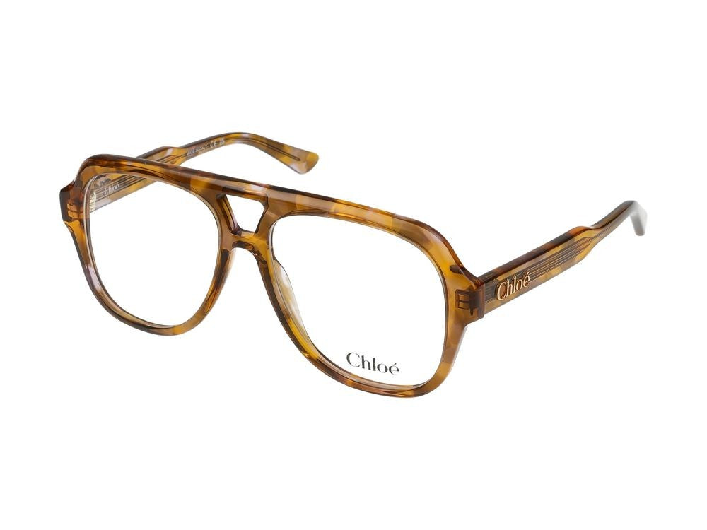 Chloé Havana Distinctive Double Bridge Oversized Eyeglasses