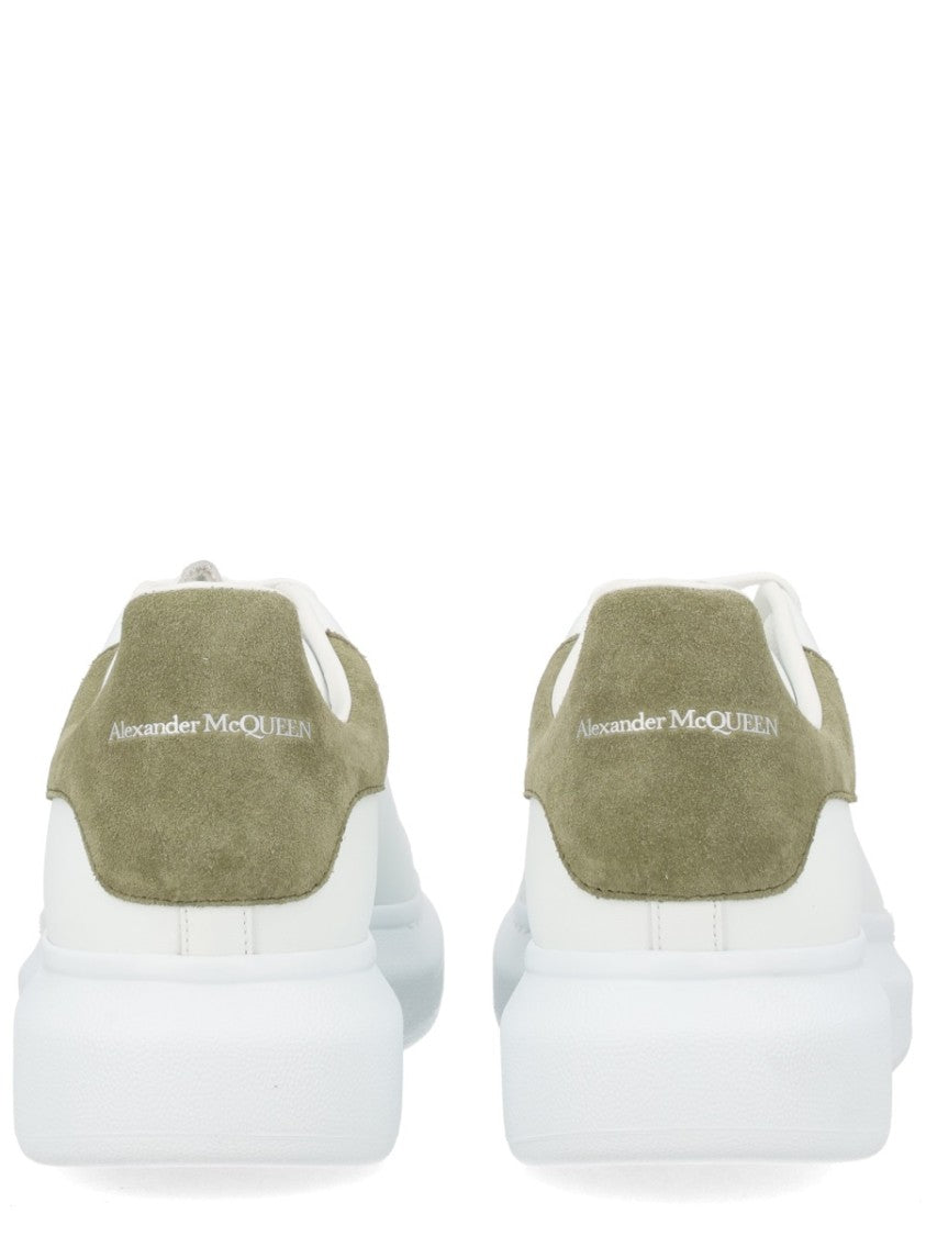Alexander Mcqueen Neutrals Oversize Olive Suede Heel Sneakers