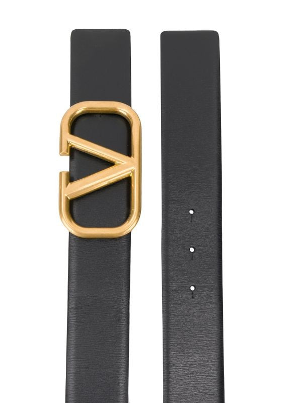 Valentino Garavani Reversible Black Calfskin Belt With Vlogo Signature Buckle