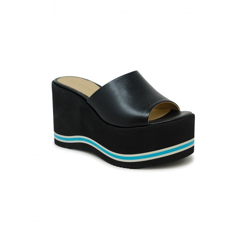 Paloma Barceló Black Leather Leto Wedge Sandals