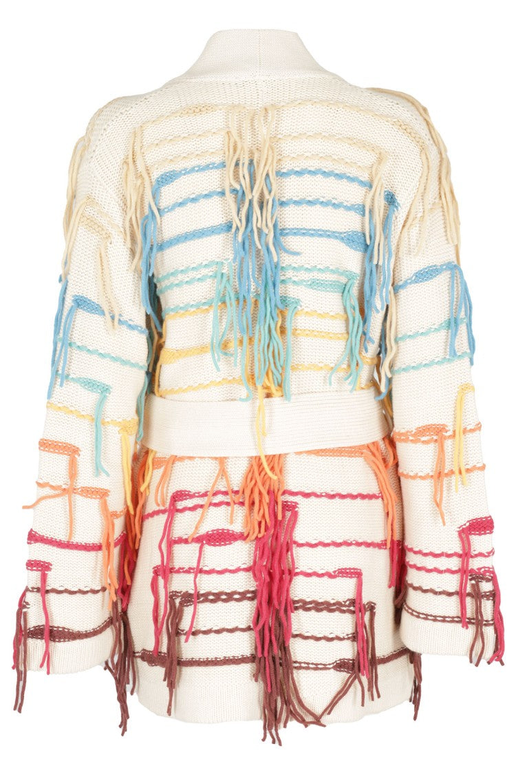 Canessa Multicolor Fringe Knit Cardigan