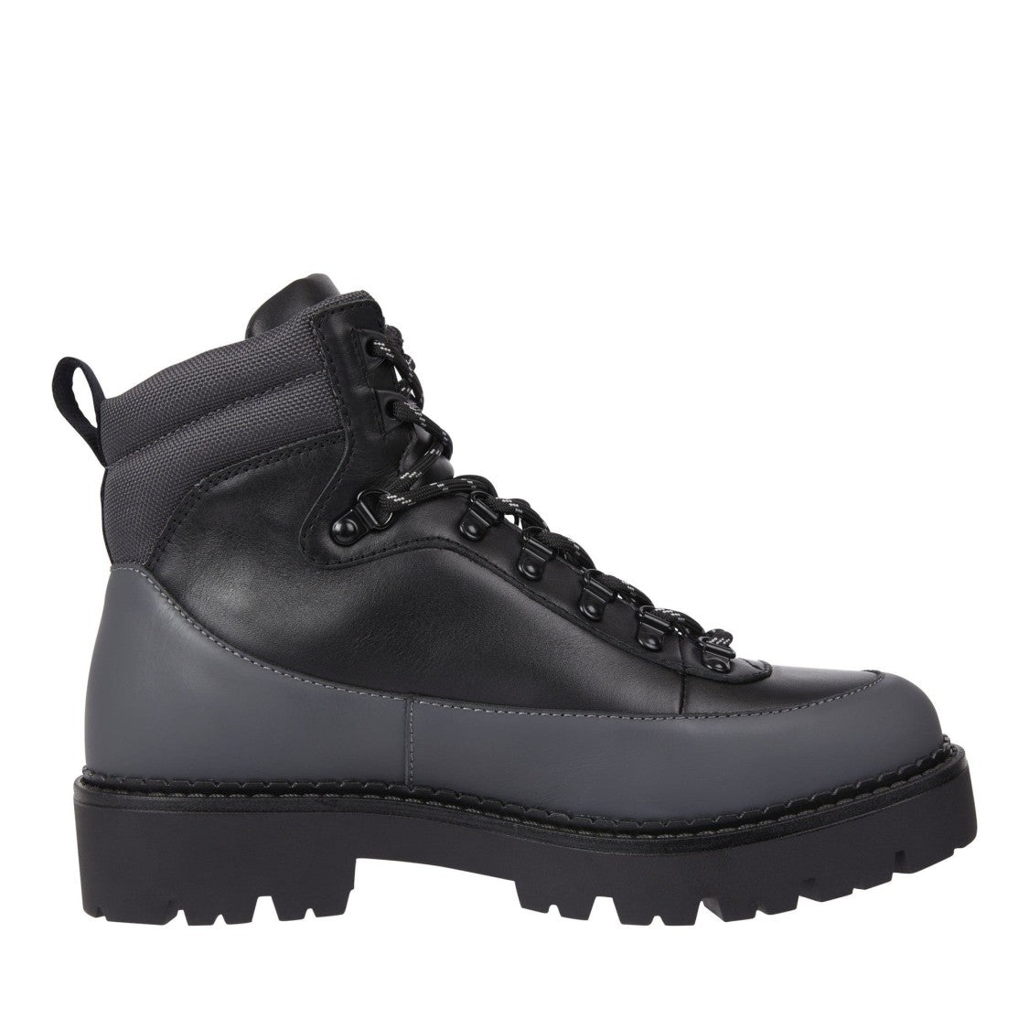 Tommy Jeans Black Rugged Leather-Blend Hiker Boots