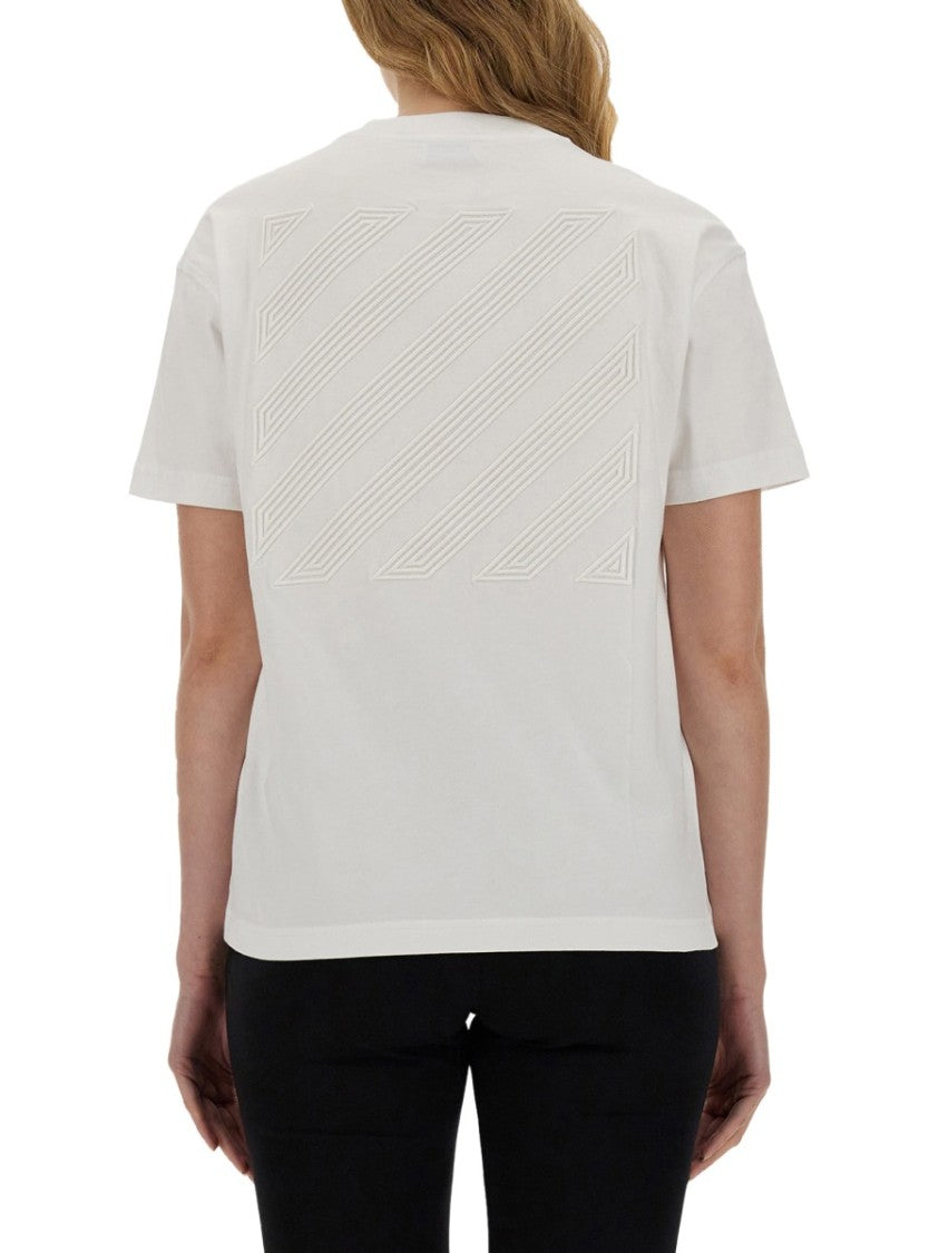 Off-White White T-Shirt With Geometric Logo Design