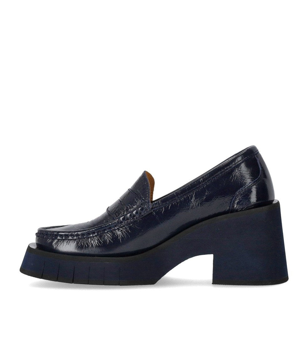 Paloma Barceló Odele Navy Blue Heeled Loafer