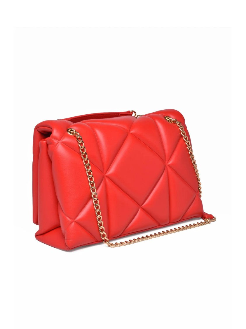 Love Moschino Red Polyurethane Logo Shoulder Bag