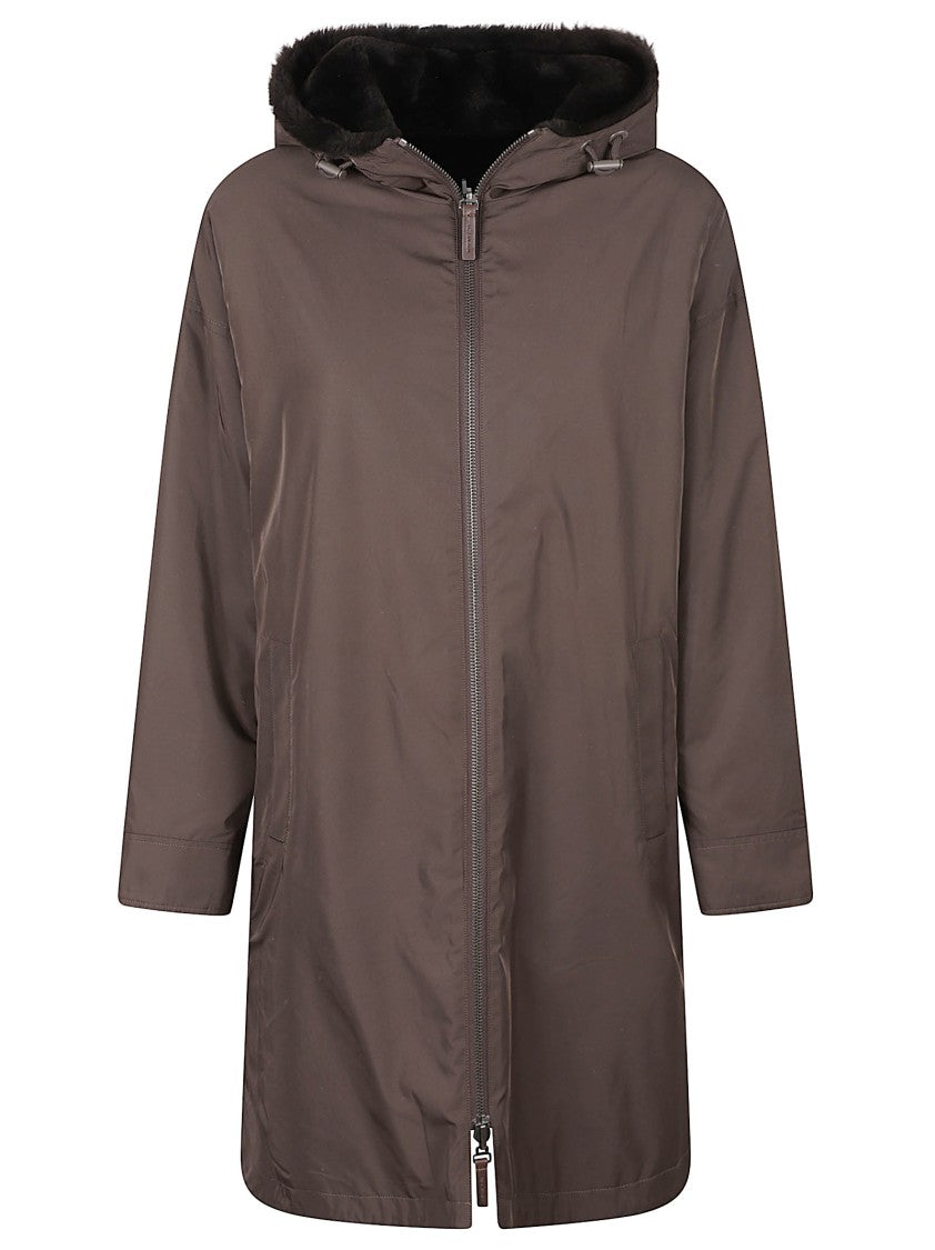 Yves Salomon Reversible Matte Brown Coat With Plush Shearling Interior