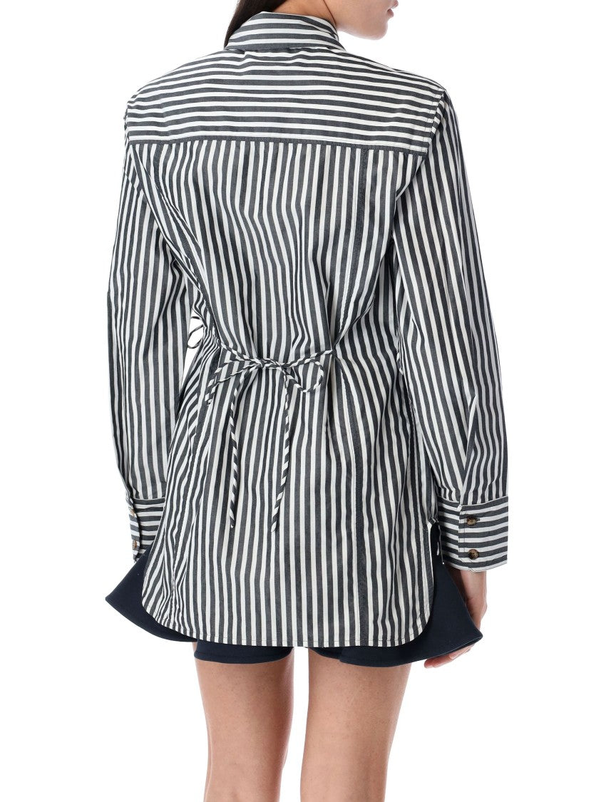 Ganni Stripe Tie String Shirt