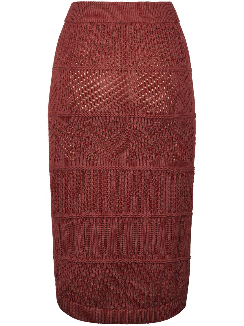 Max Mara Knitted Skirt With Intricate Openwork Patterns