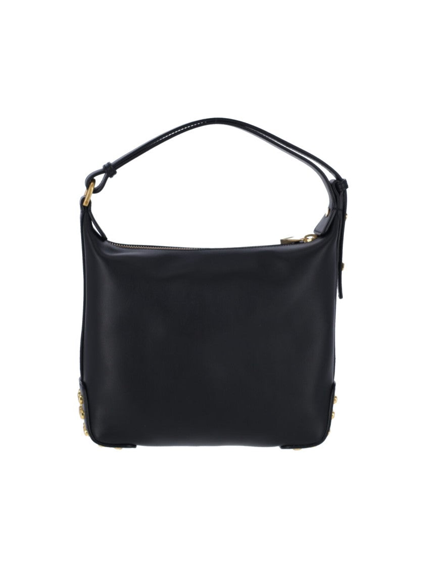 Tod's Black Metal Dots Calf Leather Shoulder Bag