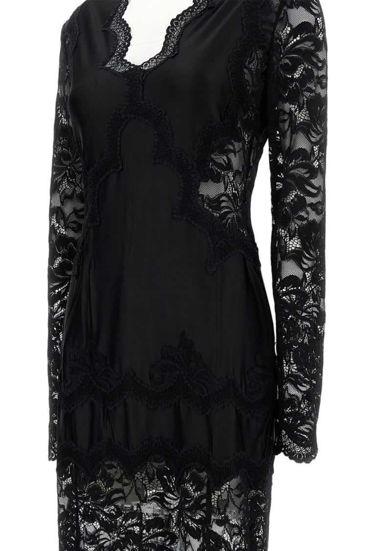 Rabanne Intricate Lace Maxi Dress With Center Back Zip Closure