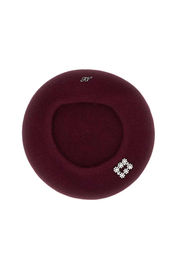 Roger Vivier Burgundy Classic Decorative Wool Beret