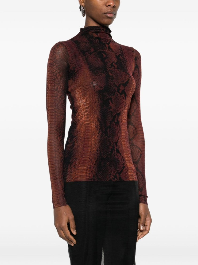 Jean Paul Gaultier Fitted Long-Sleeved Top With Snake Print