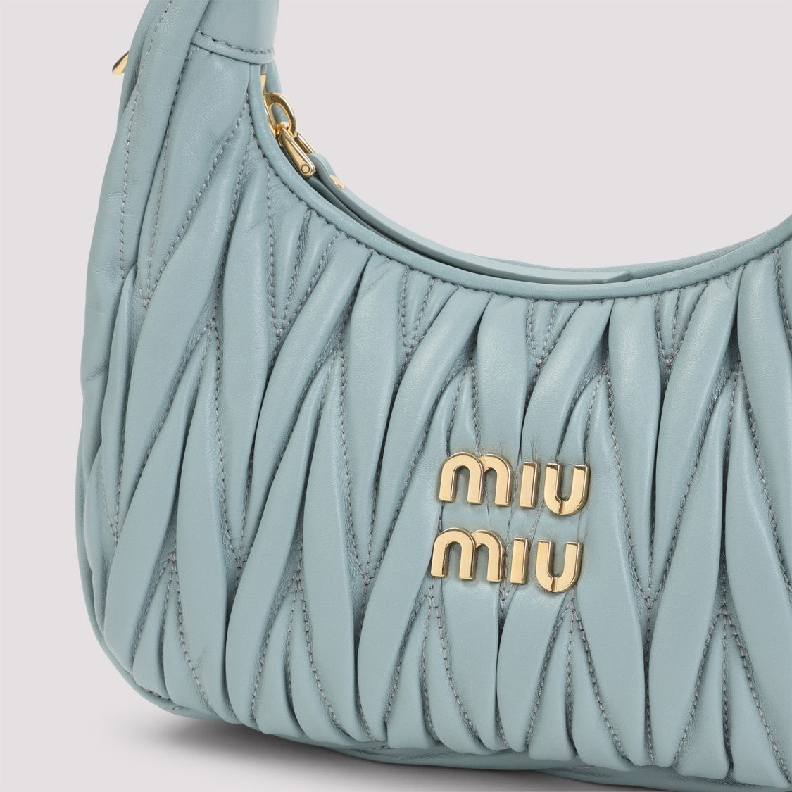 Miu Miu Quilted Light Blue Lamb Leather Handbag