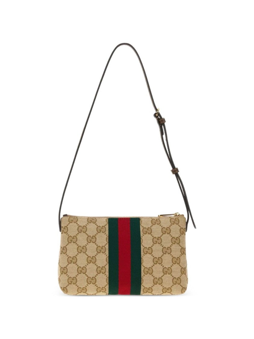 Gucci Beige Monogram Equestrian Shoulder Bag