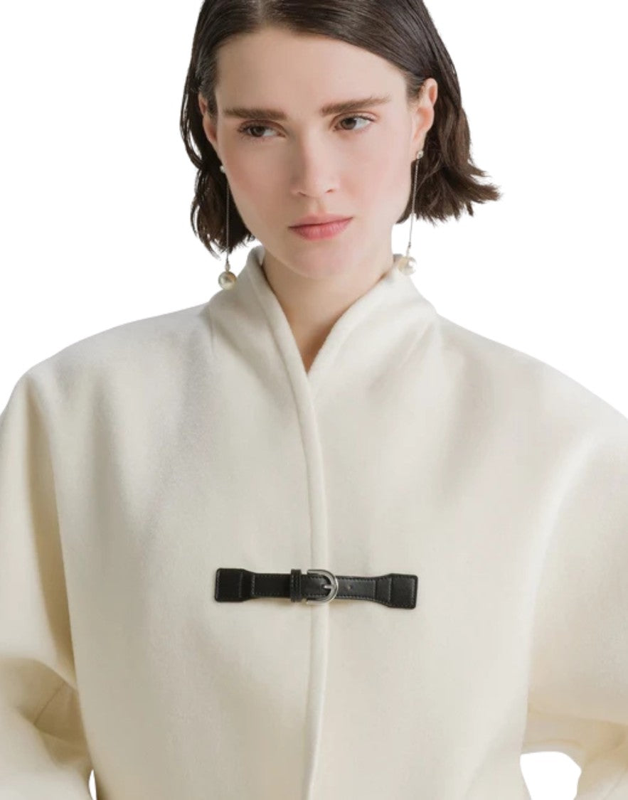 Forte Forte Diamond Wool-Blend Buckle Cropped Coat