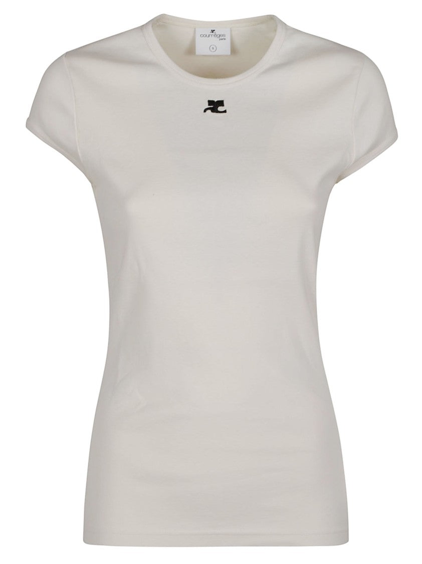 Courrèges White Baby Fitted Cotton T-Shirt