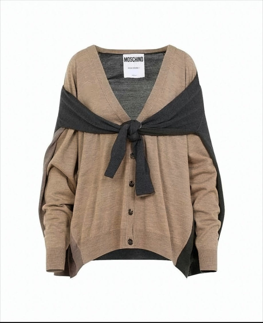 Moschino Relaxed Fit Modal Cardigan With Layered Design