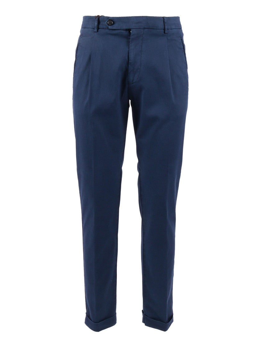 Berwich Blue Tailored Tapered Straight-Leg Pants