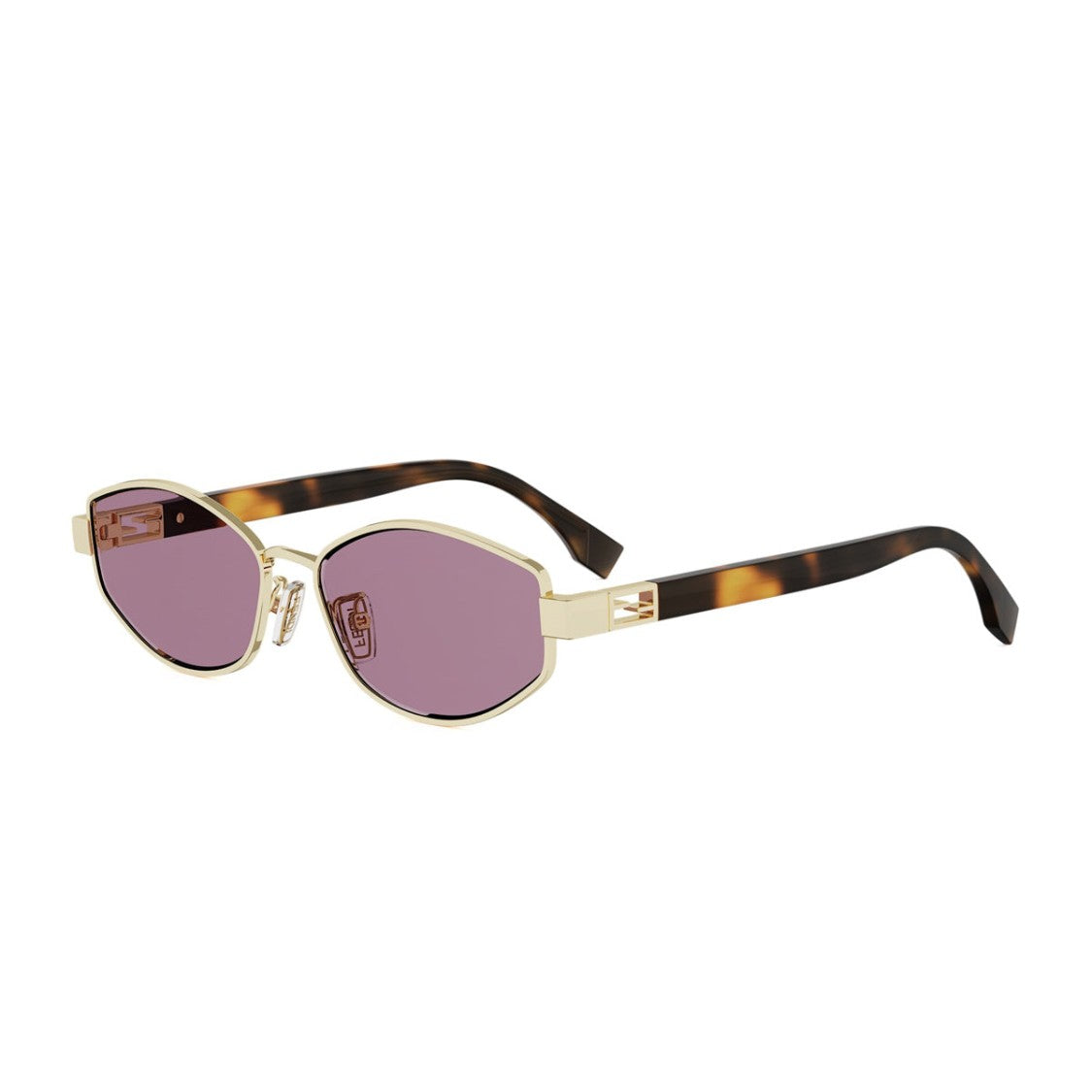 Fendi Gold Tube Fe40216u Geometric Frame Metal Sunglasses
